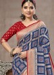 Wedding Wear Saree In Navy Blue Color